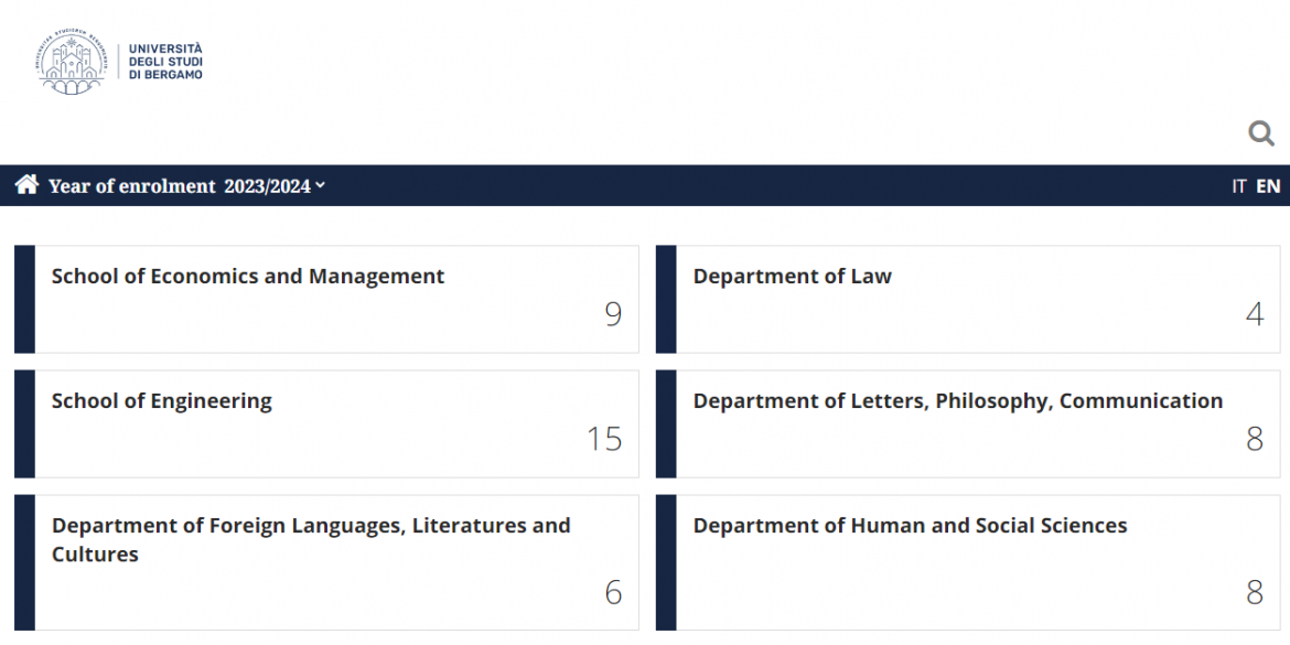 Course Catalogue Università degli studi di Bergamo